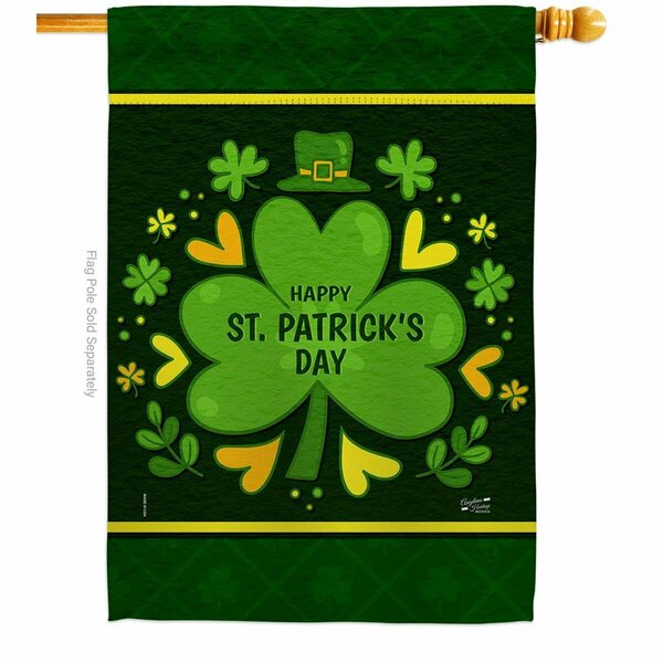 Patio Trasero 28 x 40 in. St. Pats Clover House Flag with Spring Patrick Double-Sided Vertical Flags  Banner PA4179080